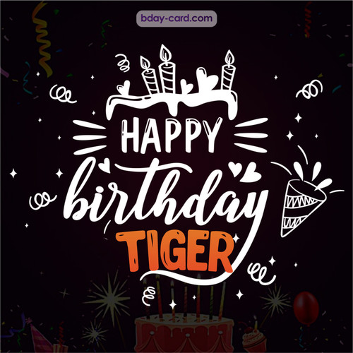 Black Happy Birthday cards for Tiger
