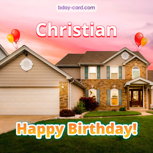 Birthday pictures for Christian with house