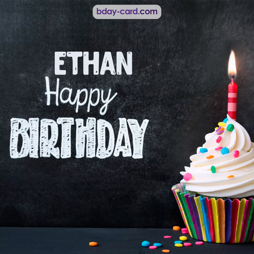 Happy Birthday images for Ethan with Cupcake