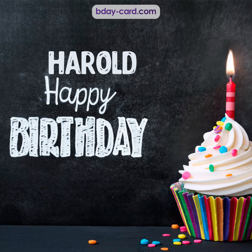 Happy Birthday images for Harold with Cupcake