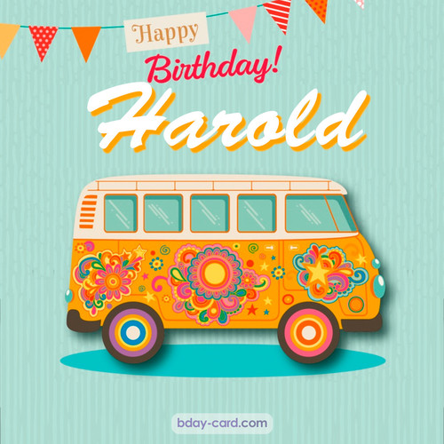 Happiest birthday pictures for Harold with hippie bus