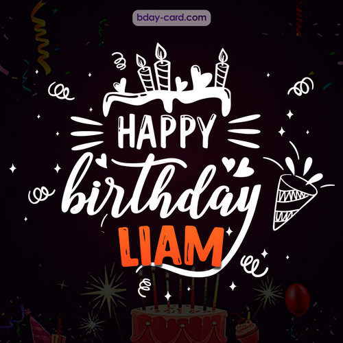 Black Happy Birthday cards for Liam