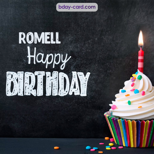 Happy Birthday images for Romell with Cupcake
