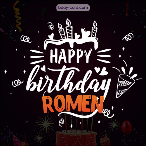 Black Happy Birthday cards for Romen