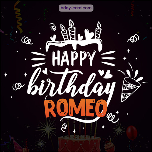 Black Happy Birthday cards for Romeo