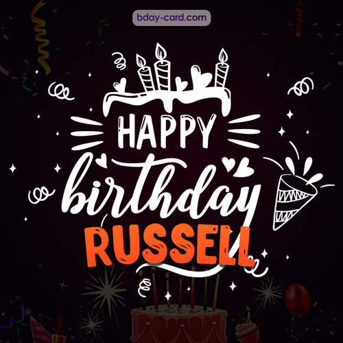 Black Happy Birthday cards for Russell