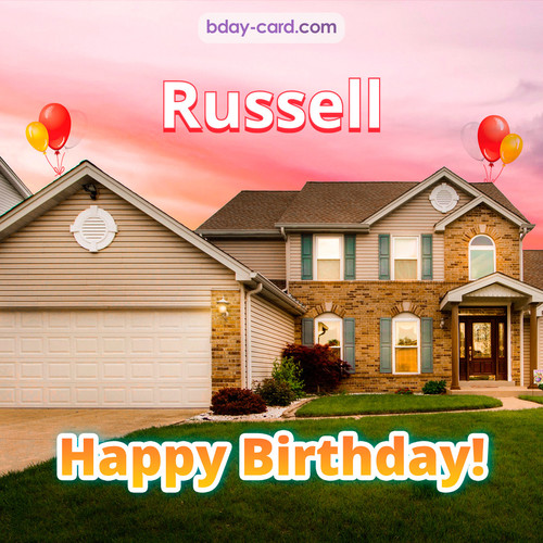 Birthday pictures for Russell with house