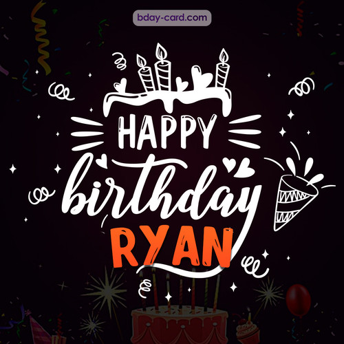 Black Happy Birthday cards for Ryan