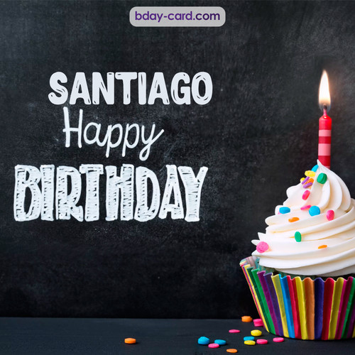 Happy Birthday images for Santiago with Cupcake