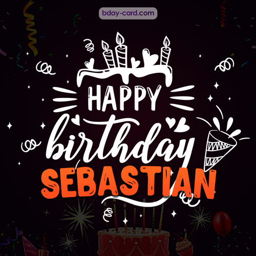 Black Happy Birthday cards for Sebastian
