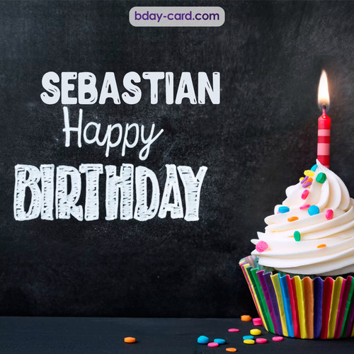 Happy Birthday images for Sebastian with Cupcake