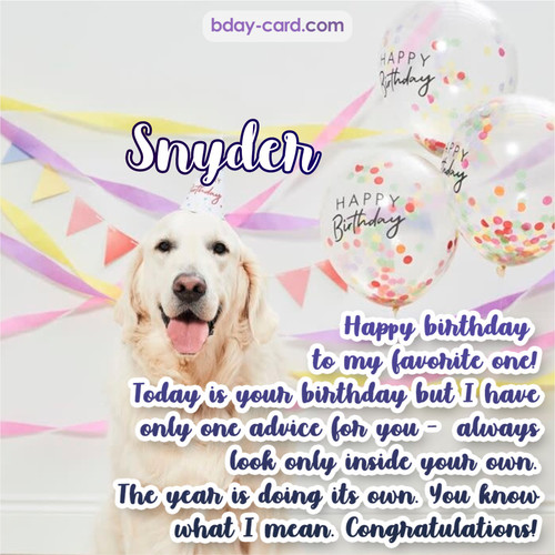 Happy Birthday pics for Snyder with Dog