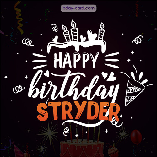 Black Happy Birthday cards for Stryder
