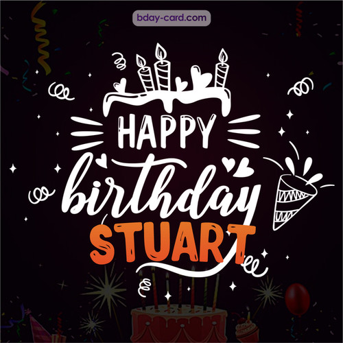 Black Happy Birthday cards for Stuart