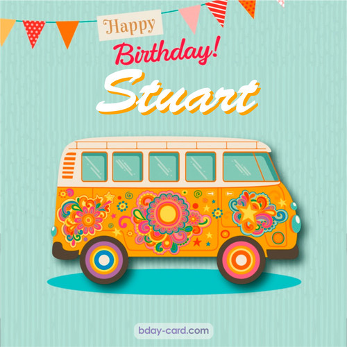Happiest birthday pictures for Stuart with hippie bus