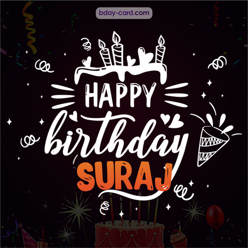 Black Happy Birthday cards for Suraj
