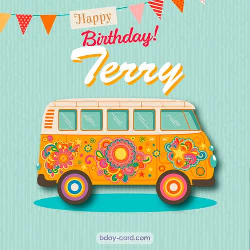 Happiest birthday pictures for Terry with hippie bus