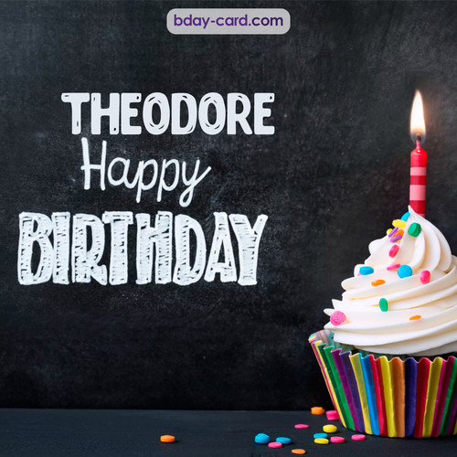 Happy Birthday images for Theodore with Cupcake