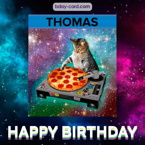 Meme with a cat for Thomas - Happy Birthday
