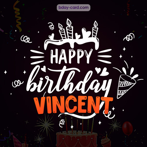 Black Happy Birthday cards for Vincent