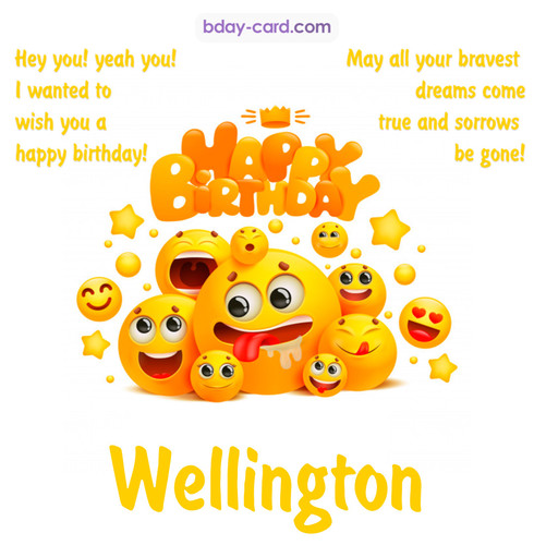 Happy Birthday images for Wellington with Emoticons