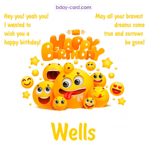 Happy Birthday images for Wells with Emoticons