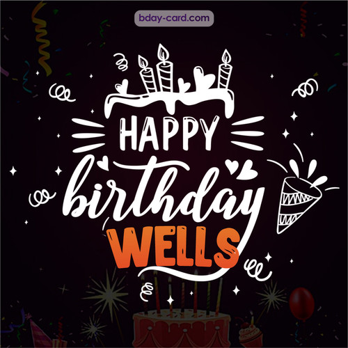 Black Happy Birthday cards for Wells