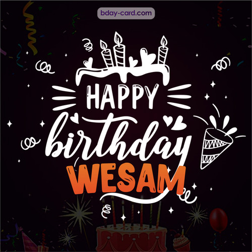 Black Happy Birthday cards for Wesam