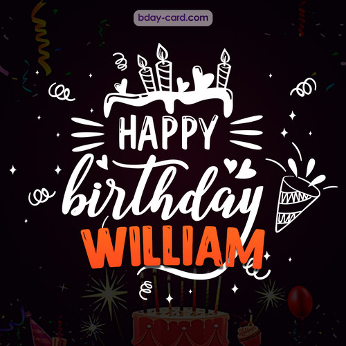 Black Happy Birthday cards for William