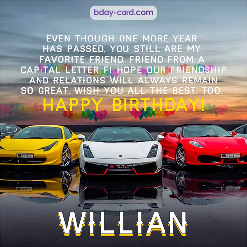 Birthday pics for Willian with Sports cars