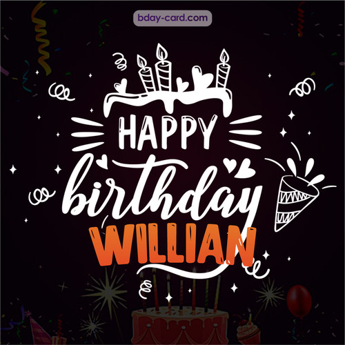 Black Happy Birthday cards for Willian