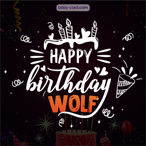 Black Happy Birthday cards for Wolf