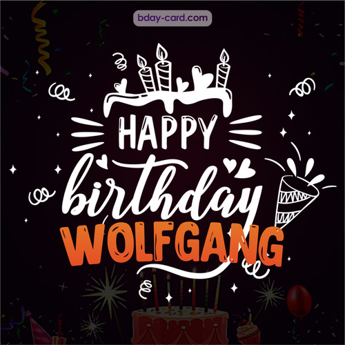 Black Happy Birthday cards for Wolfgang