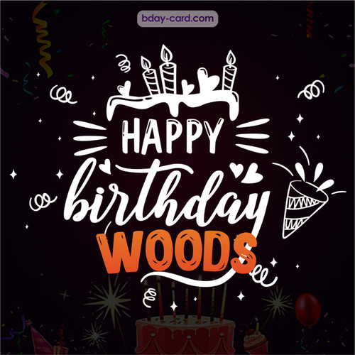 Black Happy Birthday cards for Woods