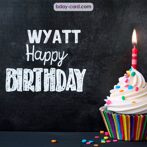 Happy Birthday images for Wyatt with Cupcake
