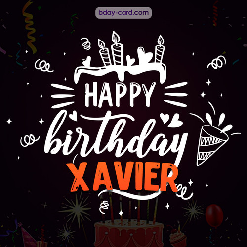 Black Happy Birthday cards for Xavier