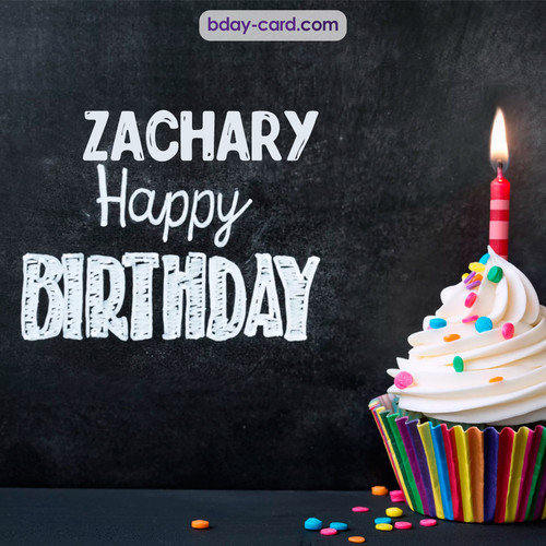 Happy Birthday images for Zachary with Cupcake