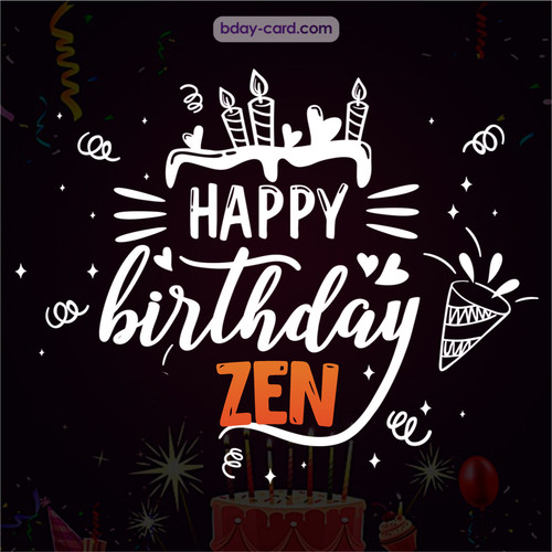 Black Happy Birthday cards for Zen