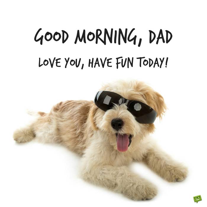 A shaggy dog with glasses lies and wishes good morning