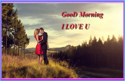 Lovers guy with a girl in nature early in the morning enj...