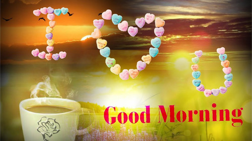 Love message with good morning on the background of a bea...