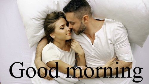 Good morning wishes with a couple in love in bed