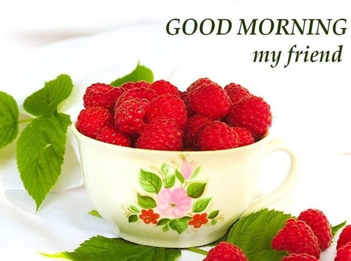 Raspberry mug for a friend good morning