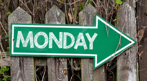green pointer on the fence with the word Monday
