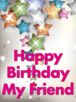 Shining star happy birthday card for friends birthday amp...