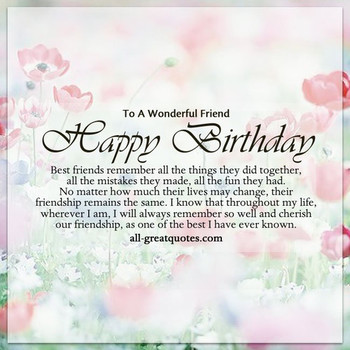 To a wonderful friend happy birthday