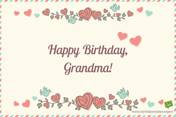 Happy birthday grandma on image of an old envelope with f...