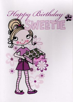 Kids girls sweetie birthday card cards love kates