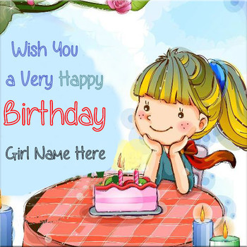 Wish you a very happy birthday greeting card with girl name