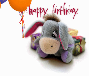 Graphics animation a small donkey with colored balloons h...
